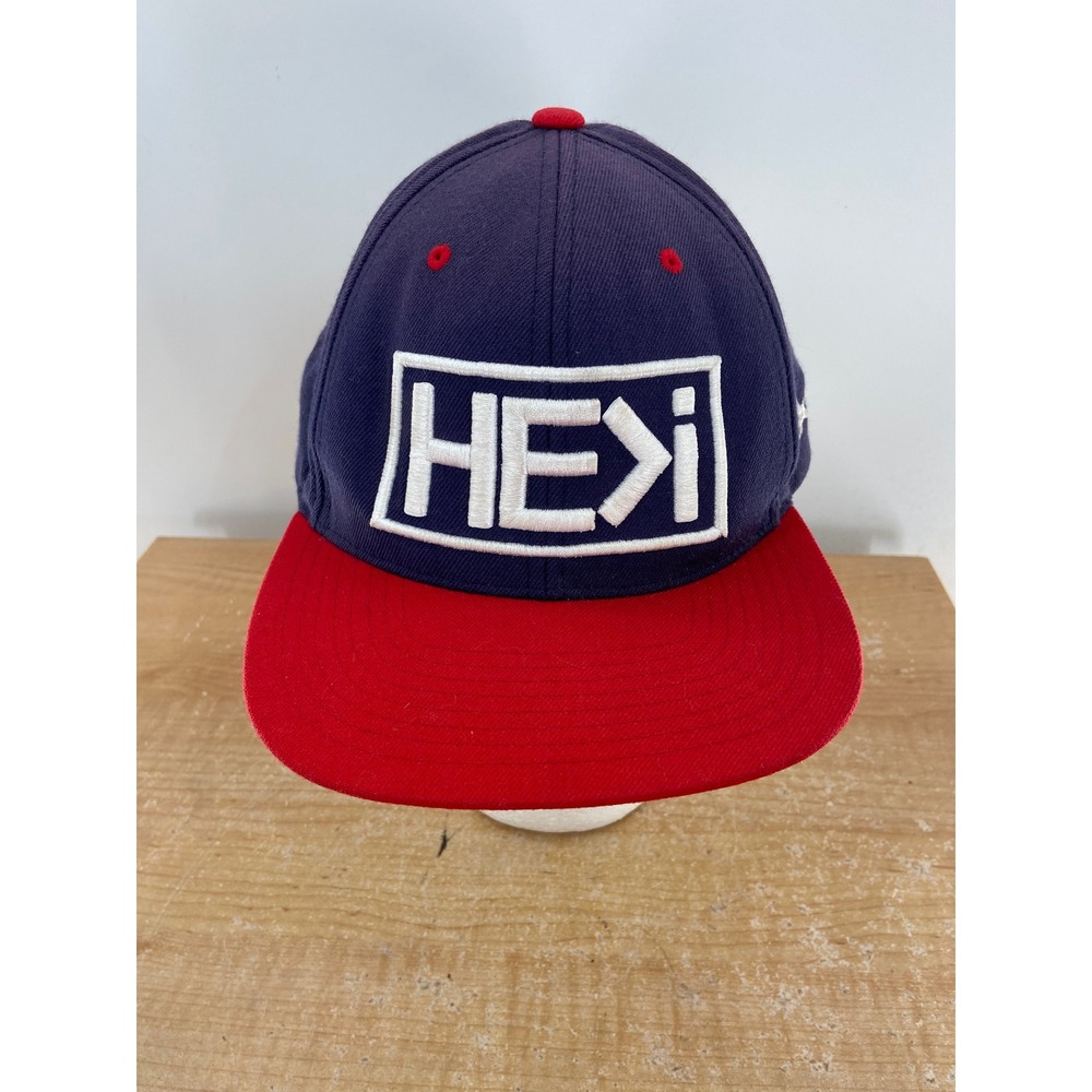 HEKI Snapback Hat Navy Blue Red Flat Bill Yupoong The Classics Wool Blend Cap
